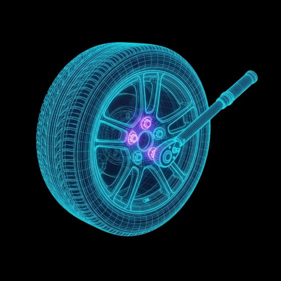 Rad mit Drehmomentschlüssel an den Radschrauben – Symbolbild Nachziehen nach dem Radwechsel