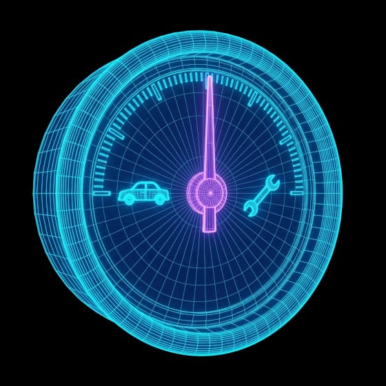 Wireframe einer Wertanzeige mit Fahrzeug- und Werkzeug-Symbol
